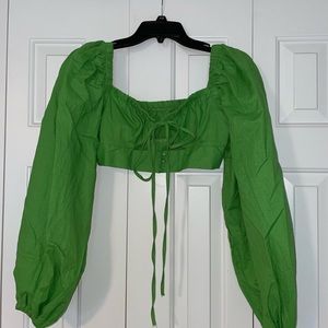 Shein green cropped blouse